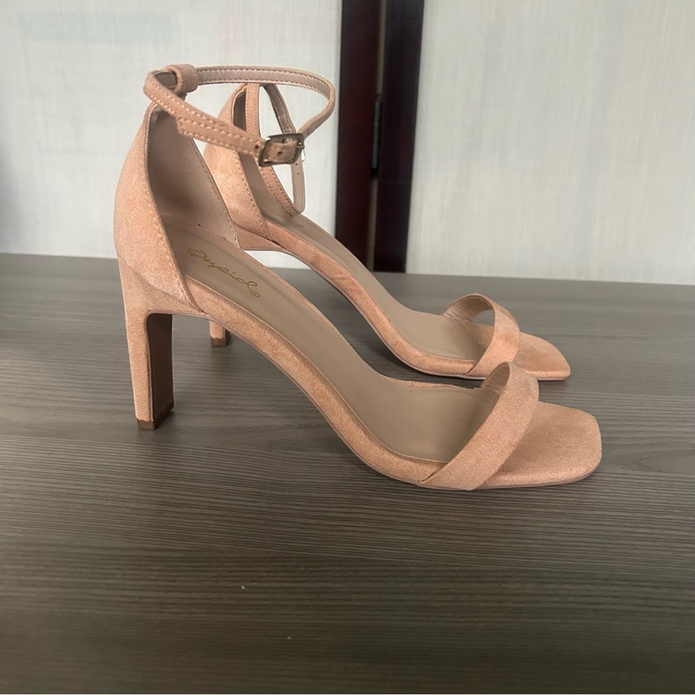 Qupid Cashmere Faux Suede Block Heels
